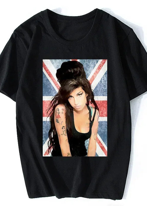 Amy Winehouse Tshirt Union Jack Music Tee Urban R&B Womens Men Unisex T-ShirtCool Casual Sleeves Cotton T-Shirt Fashion Clothing