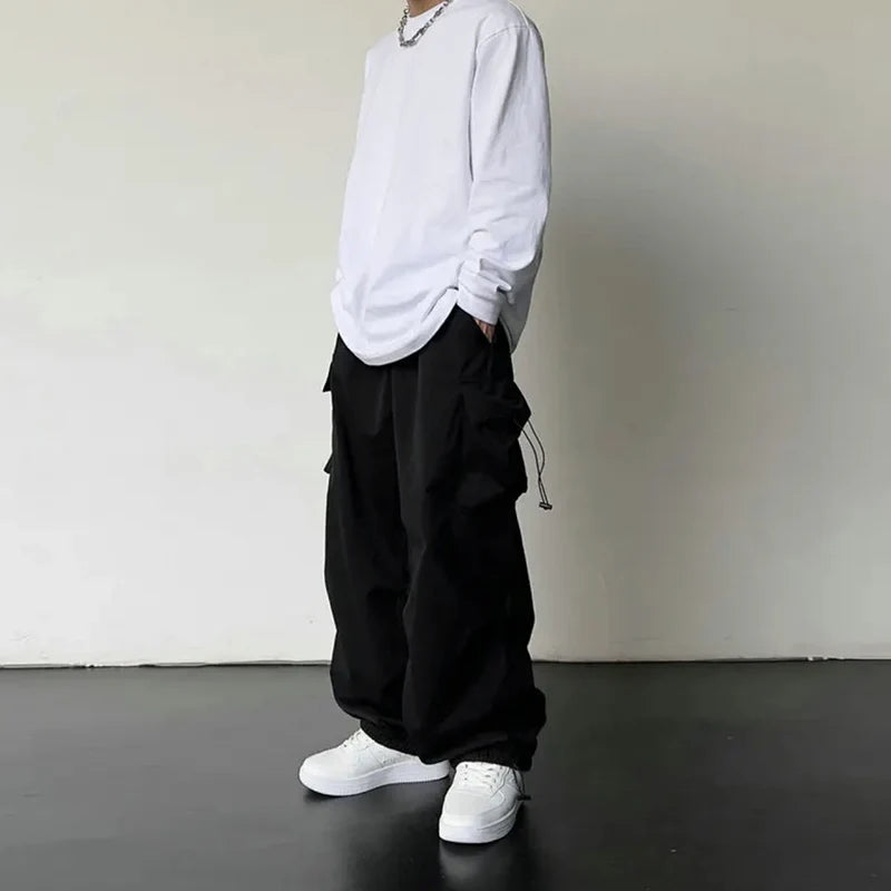New Casual Pant Cargo Trousers Streetwear Wide Leg Sweatpant High Street Trendy Loose Versatile Straight Casual Pants 2pc Couple