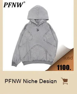 PFNW Worn Out Deconstruction Men's Sweatshirts Cardigan Male High Street Niche Design Masked Hoodies 2024 Spring Trendy 28W2570