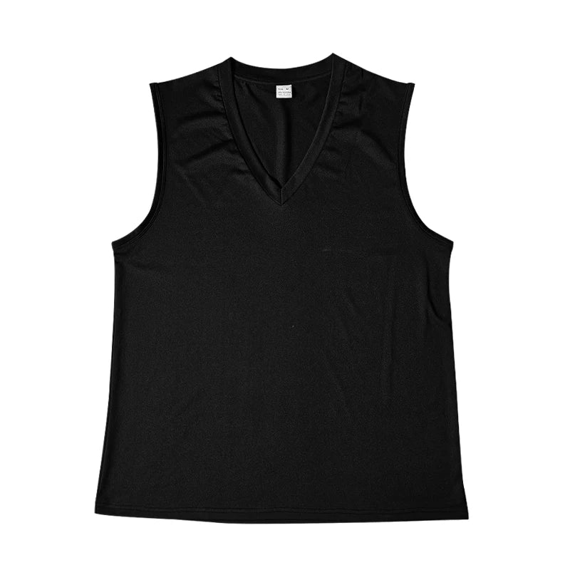 Summer men's solid color V-neck vest casual breathable sleeveless T-shirt vest suitable for fitness and sports