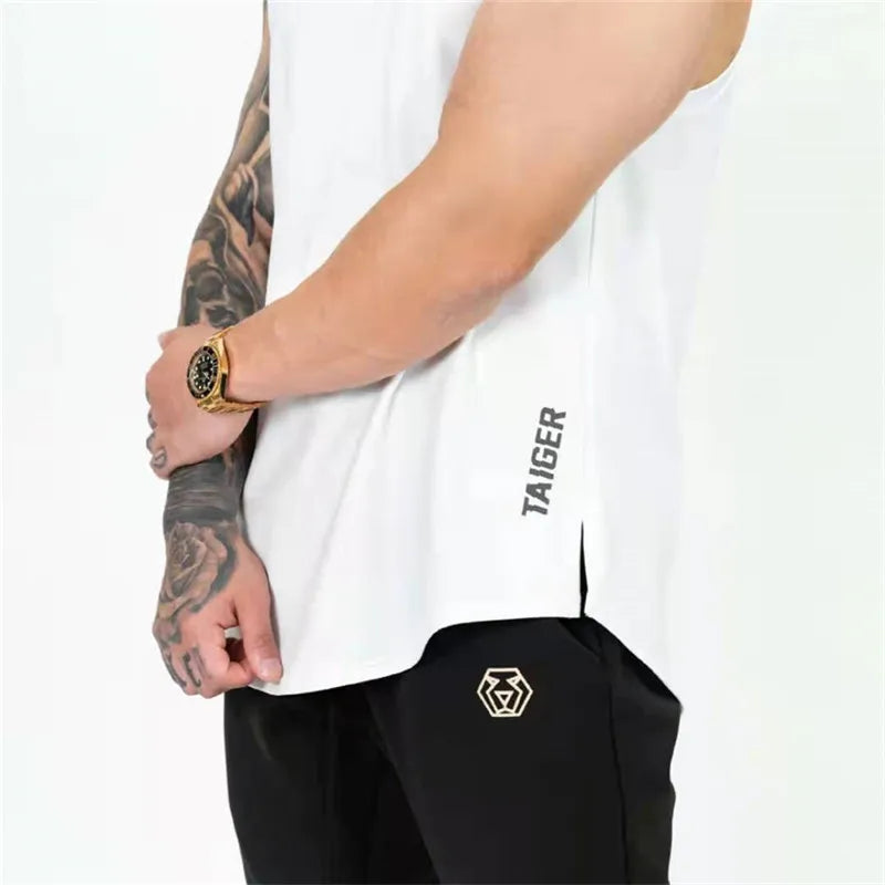 Men's Brand Gym Stringer Tank Top Men Bodybuilding Vest Cotton Sleeveless Shirt Fitness Vest Singlet Sportwear Workout Tanktop