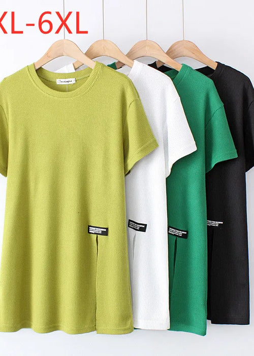 Large women's  spring and summer new loose split Plus Size short sleeve T-shirt