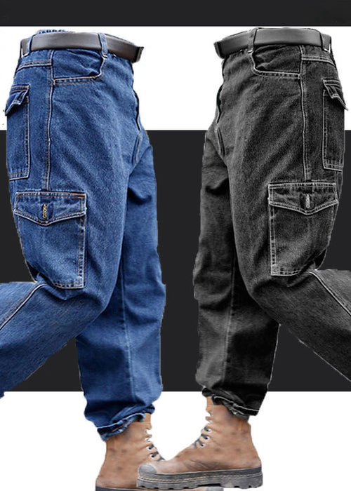 Overalls Pants Men's Clothing Trousers Wear-Resistant Anti-Scald Thickening Cotton Workwear Denim Work Pants Multiple pockets