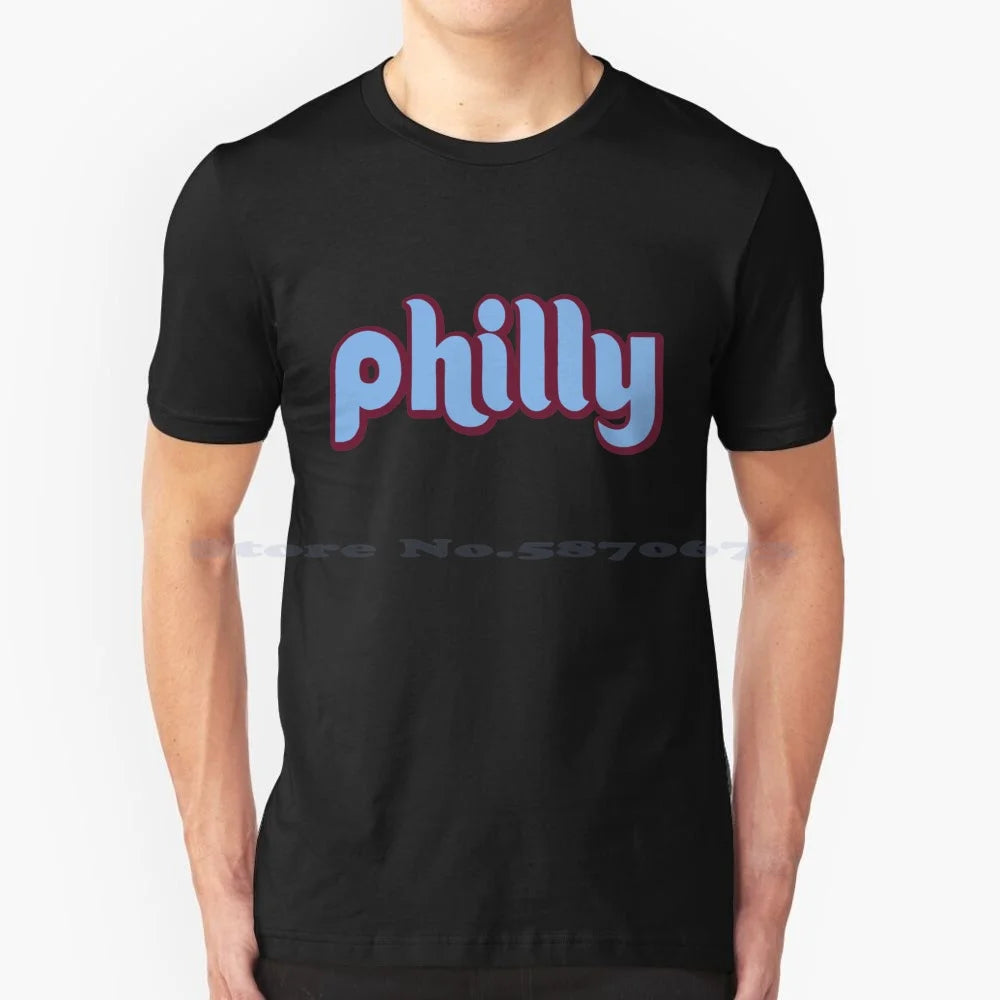 Philly Retro T Shirt 100% Cotton Tee Retro Philly Flyers Eagles History Die Hard Fans Philadelphia City Pennsylvania Blue