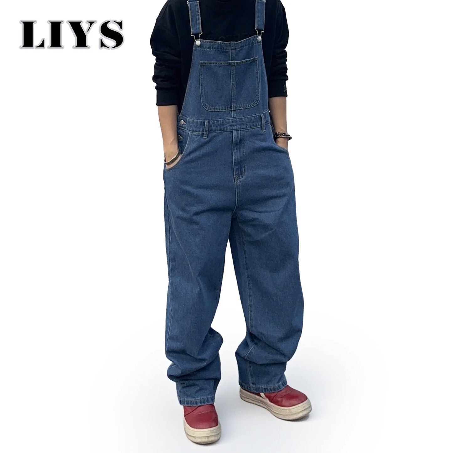 Overalls for Men Denim Suspenders Simple Baggy Jeans Men's Street Casual Solid Mid Waist Loose Washed Jumpsuits Length Tracksuit
