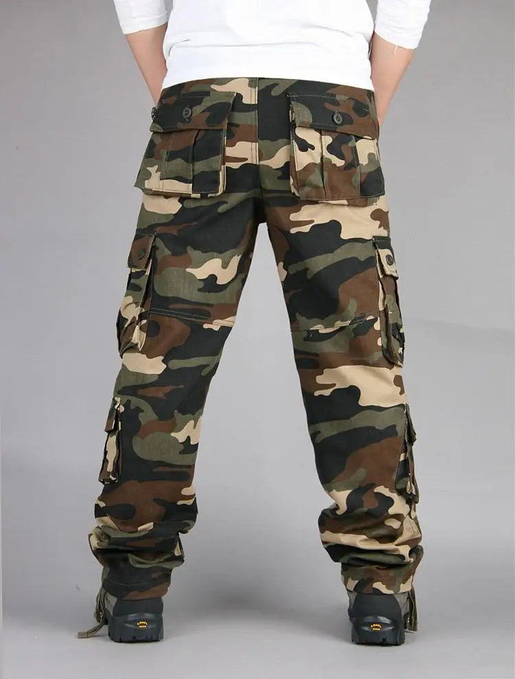 Men's Tactical Camouflage Overalls High-Quality Cotton Multi-Pocket Trousers Sports Training Casual Work Pants