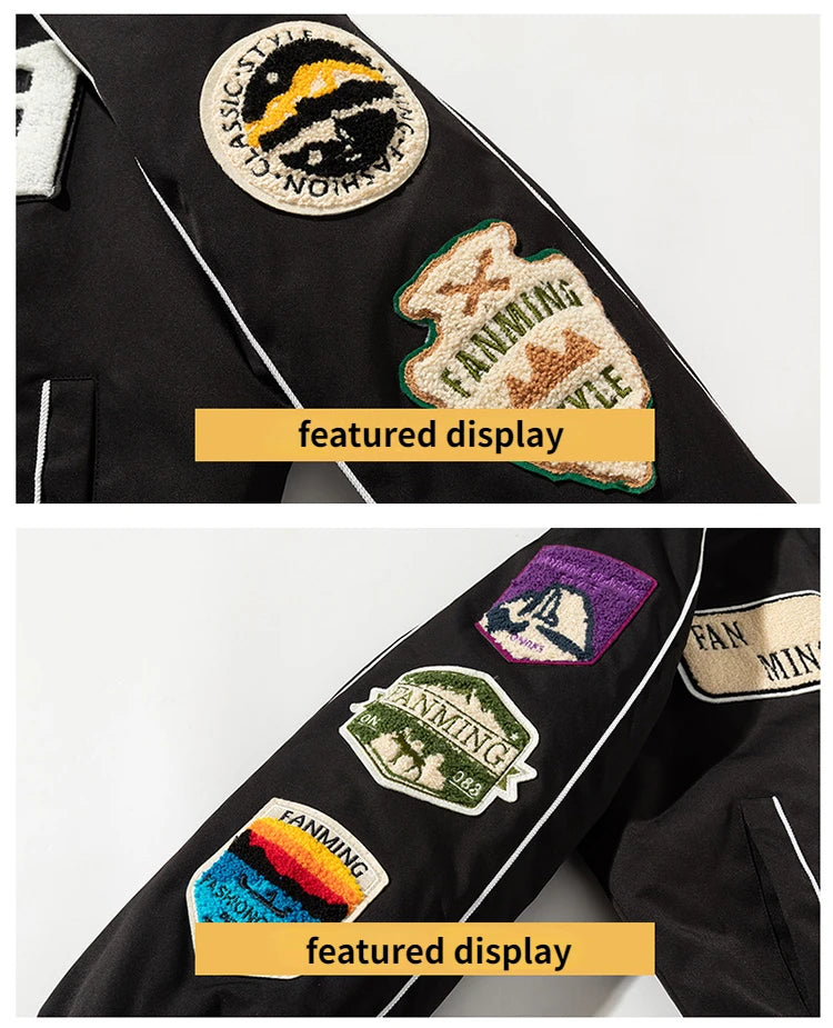 Winter Varsity Jacket Men Women Letter Badge American Baseball Jacket Street Fashion Hip Hop Coat Youth Couple Clothes Blue Red