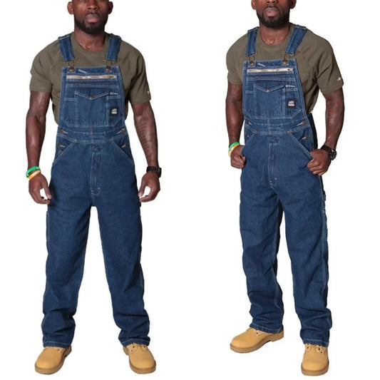 Men's Cargo Trousers Solid Jeans Overalls for Men Fashion Denim Jumpsuits Oversized Pants Men Clothing Full Length Tracksuit