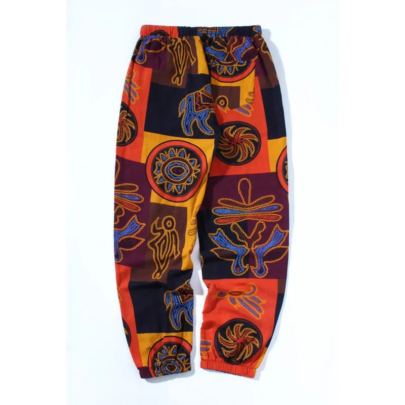 Euro Size New Fashion Spring Men Floral Print Joggers Male Casual Summer Pants Mens Sweatpants Linen Pants Men Trousers