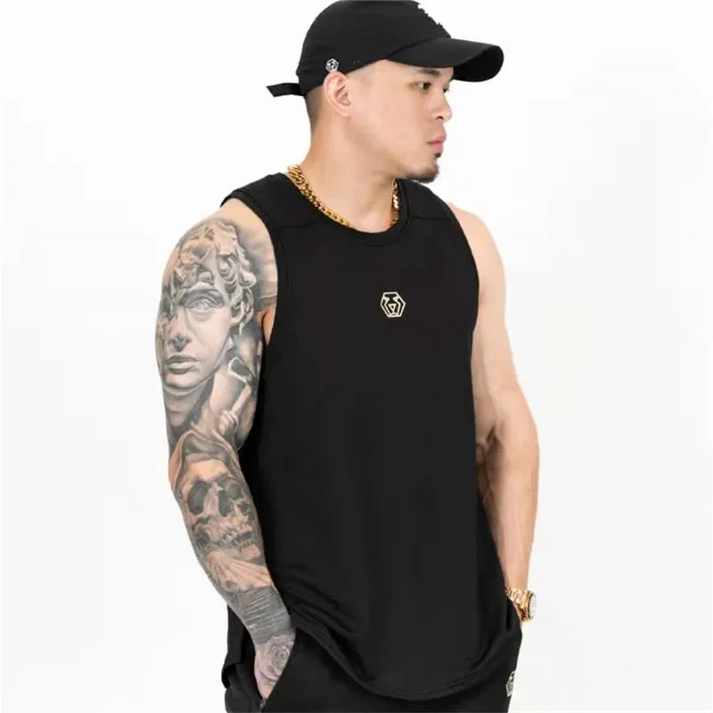 Men's Brand Gym Stringer Tank Top Men Bodybuilding Vest Cotton Sleeveless Shirt Fitness Vest Singlet Sportwear Workout Tanktop