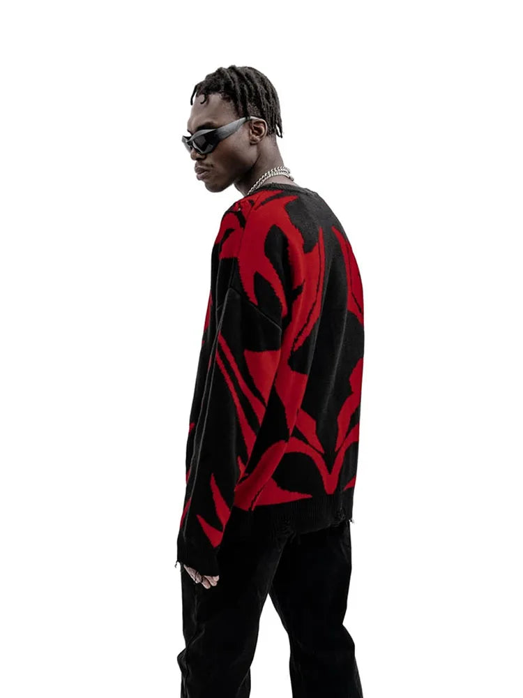 Men Sweater CMH Satan Club Pullover Knit Oversized Winter Gothic Long Sleeve Tops Graphic Streetwear Y2k Vintage Jumper Clothing