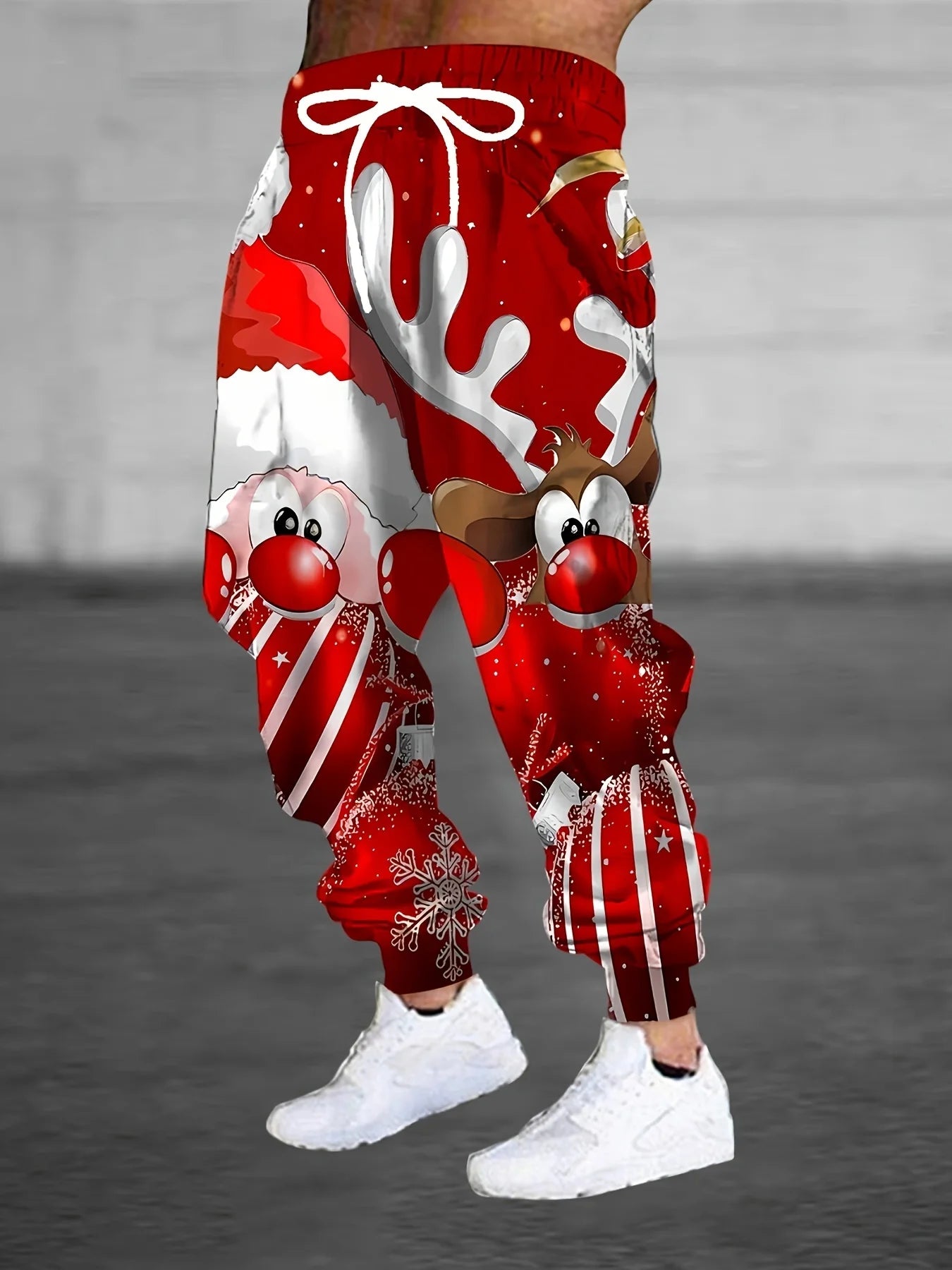 New Men's 3D Christmas Style Print Casual Pants Outdoor Breathable Athletic Pants Stylish Drawstring Streetwear Trousers Mens Cu