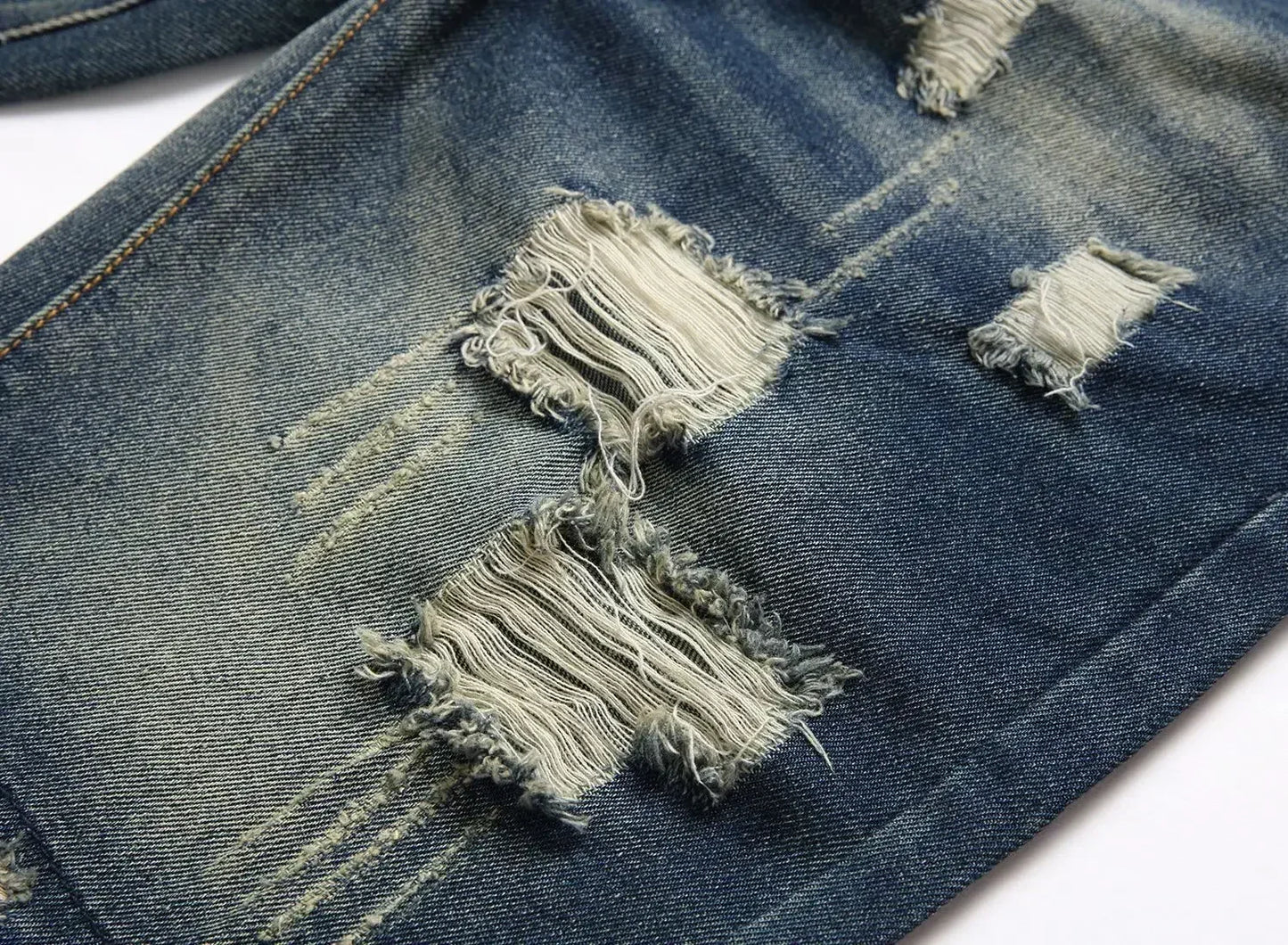 New Summer Vintage Washed Men Denim Shorts Casual Fashion Street Wear Ripped Hole Patches Distressed Male Straight Jeans Shorts
