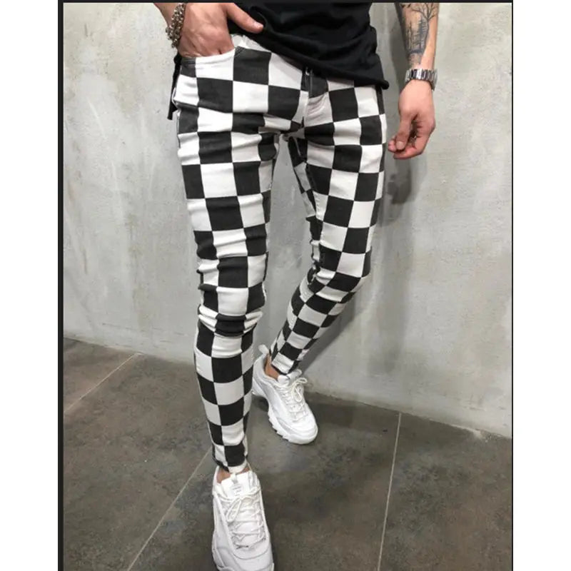 New Mens Black White Striped Casual Pants  Autumn Fashion Joggers Sweatpants Men Track Pants Man Trousers Pantalones Hombre