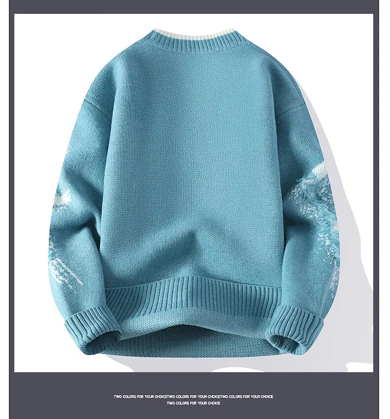 2025 Autumn Men Casual Sweater Tassels Patchwok Cute Couple Sweaters Round Neck Long Sleeve Male Knitted Harajuku Pullover