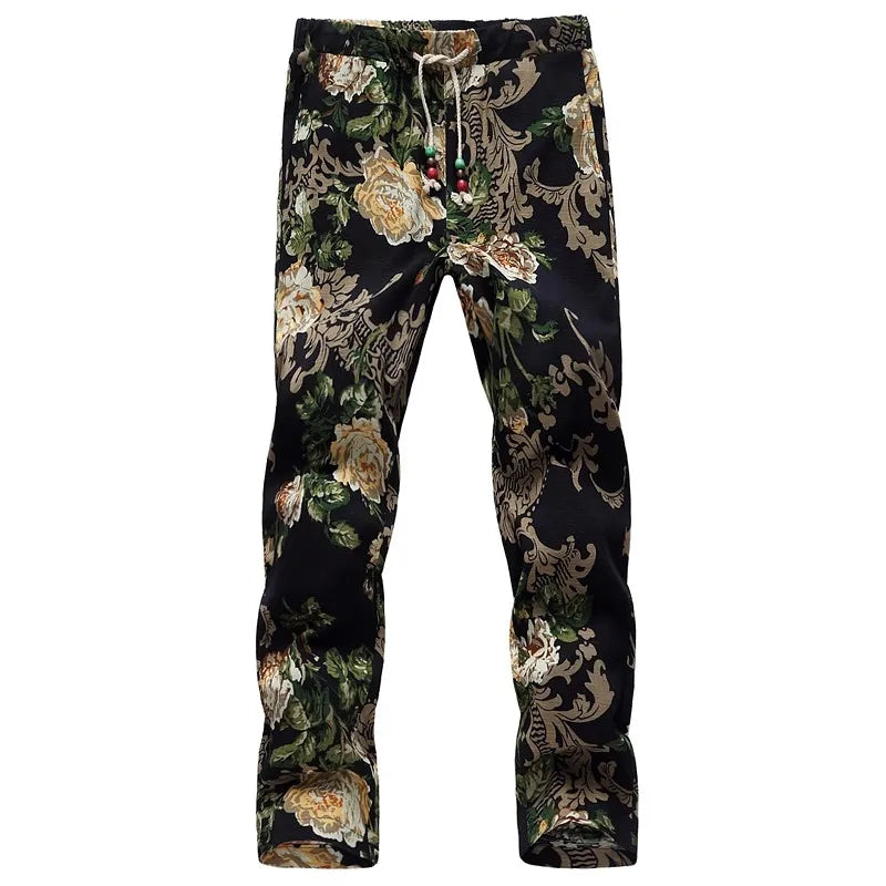 Summer thin men's large size shorts floral sports leisure nine-minute pants