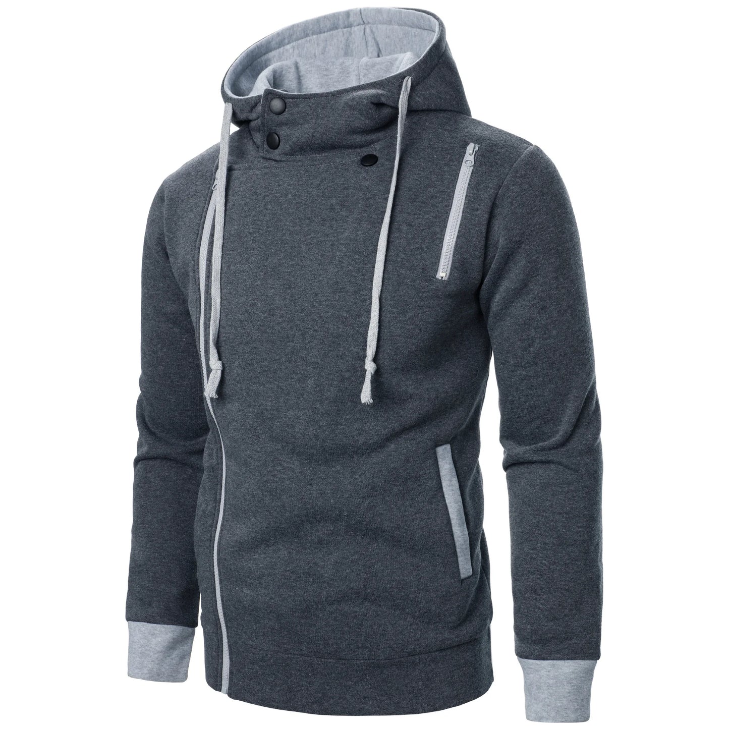 New Men Sweatshirts Jackets Korean Style Daily Casual Sportwear Simple Side Zipper Hooded Tracksuits Youth Hoodies Outerwear