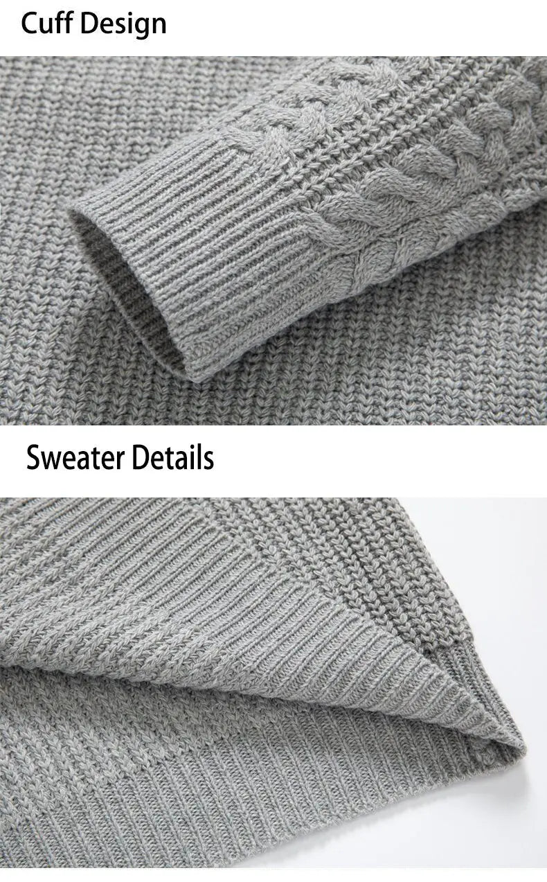 Autumn Winter Long Sleeved Knitted Sweater Men's Retro Solid Color Versatile Knit Pullover Sweaters Social Party Men Clothing