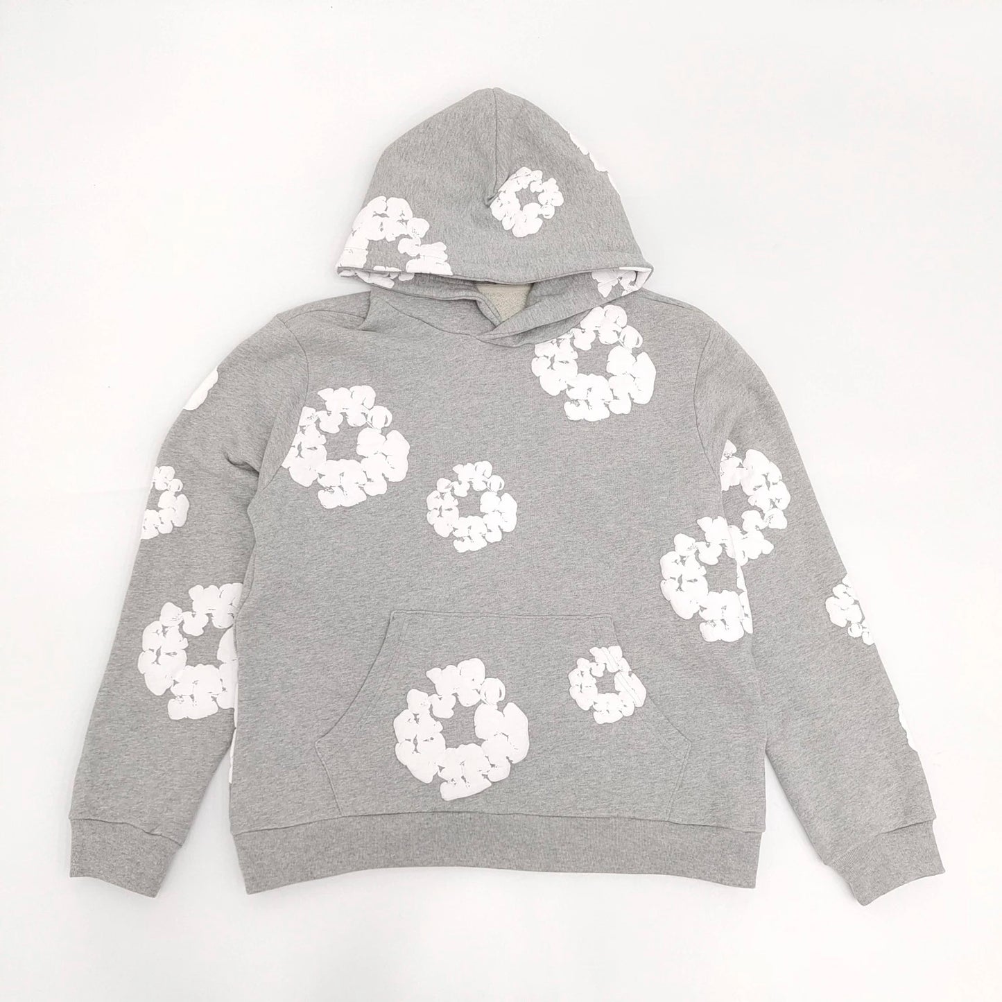 ZXDFTR Spring Fall Men's High Street Hip Hop Flower Sports Denim Hoodie