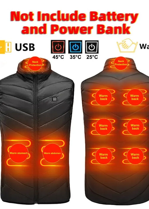 Heating Jacket Men's Ladies Winter Sports Warm Heating Vest USB Electric Heating Jacket Outdoor Cycling Hiking Heating Vest (Not