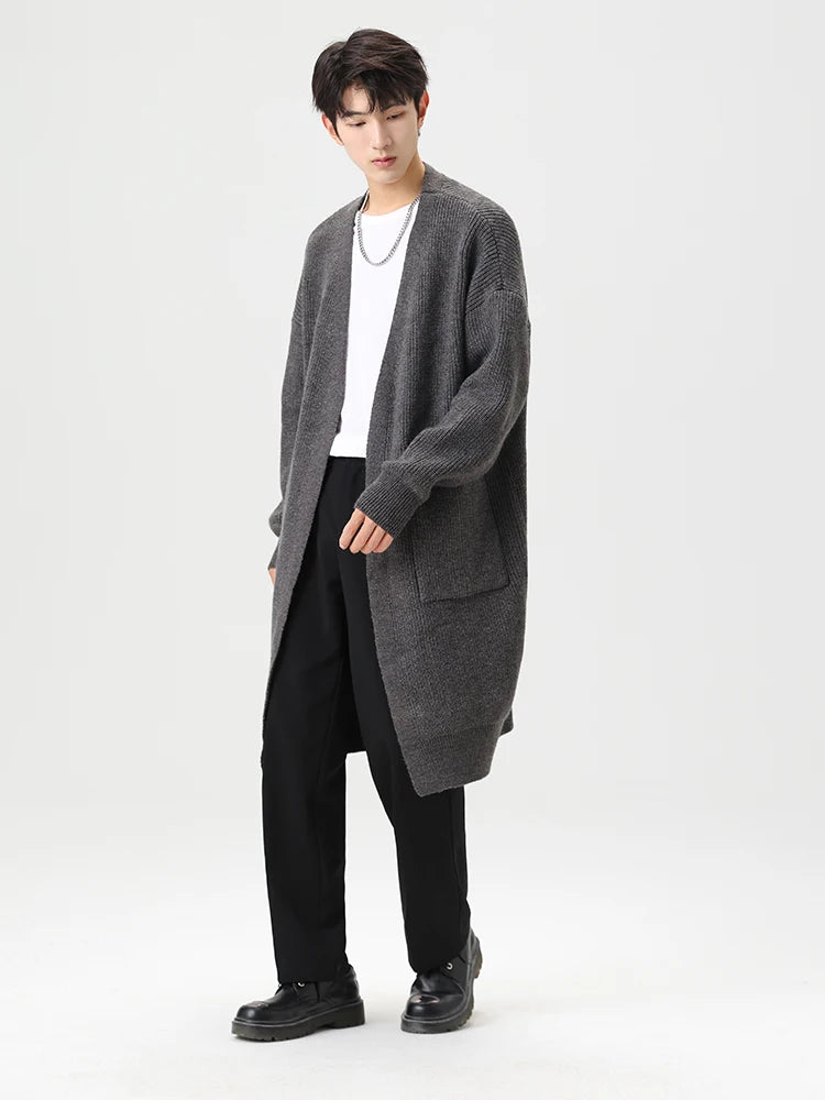 Mens Cardigan Sweater Long Autumn Winter Sweaters Knited Open Front with Deep Pockets Soft Touch 2024 Long Cardigan Coats Men