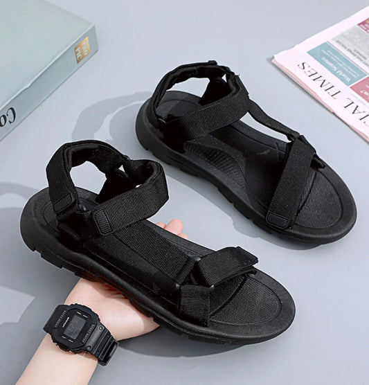 Summer Men‘s Casual Sandals Non-slip HOOK& Loop Sport Sandal Man Outdoor Beach Slippers Holiday Soft Sole Light Water Shoes