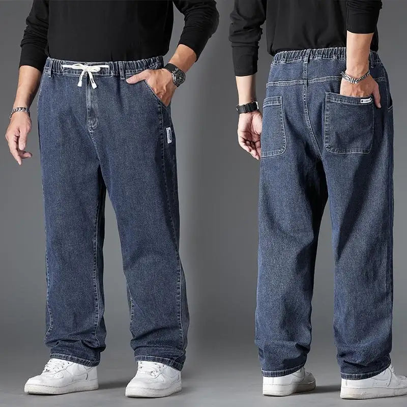 Men's Jeans Plus Size Straight Denim Fabric Pants for Fat People 45-150kg Hombre Wide Leg Jeans Pantalon Homme for Men