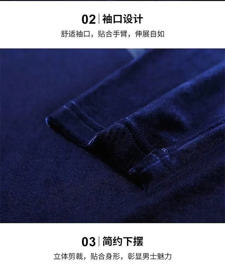 Men's Sweatshirt Velvet Half Turtleneck Sweater Autumn Winter Printed Long-sleeved Top Versatile