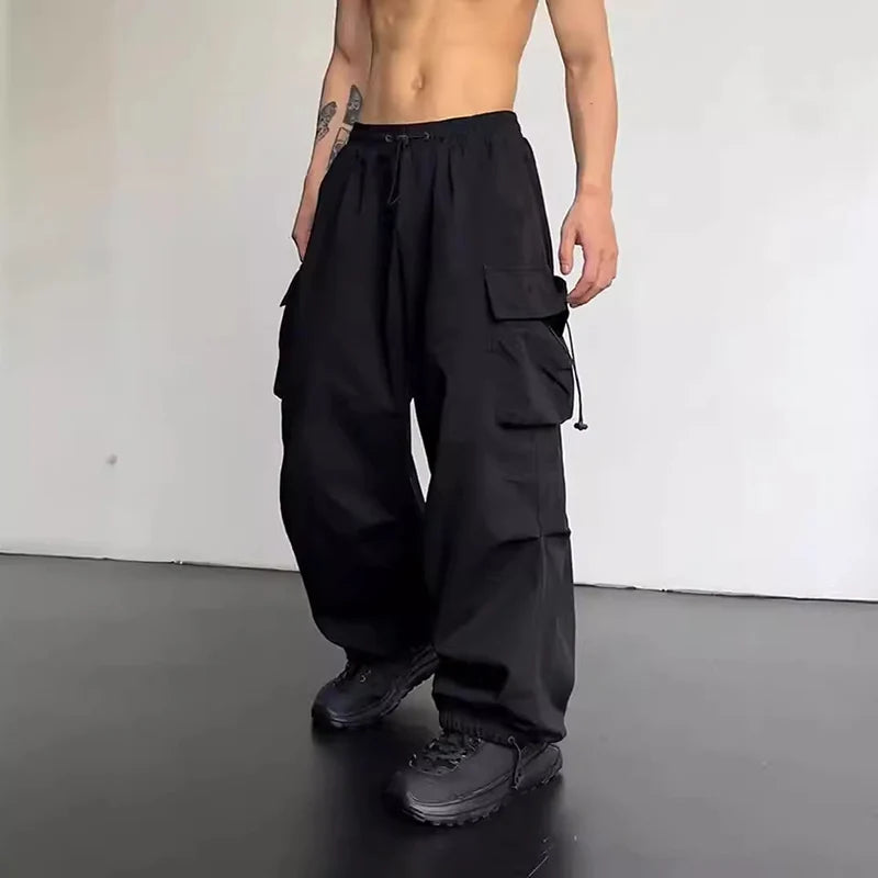 New Casual Pant Cargo Trousers Streetwear Wide Leg Sweatpant High Street Trendy Loose Versatile Straight Casual Pants 2pc Couple