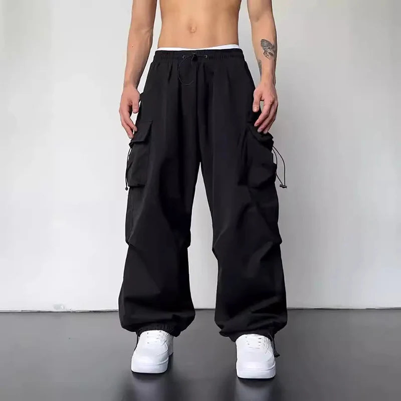 New Casual Pant Cargo Trousers Streetwear Wide Leg Sweatpant High Street Trendy Loose Versatile Straight Casual Pants 2pc Couple