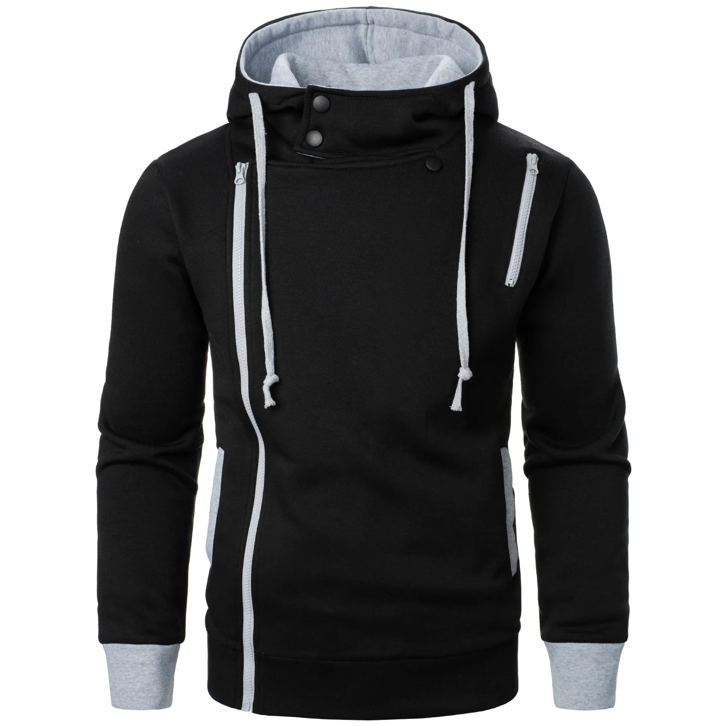 New Men Sweatshirts Jackets Korean Style Daily Casual Sportwear Simple Side Zipper Hooded Tracksuits Youth Hoodies Outerwear