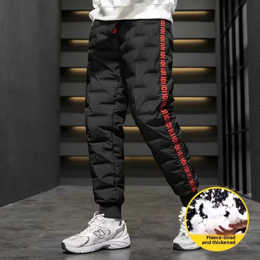 Men's down Pants Thiened Winter Outerwear Warm Long Trousers Du down Cold Resistance Cotton Pants Leisure Casual Sports