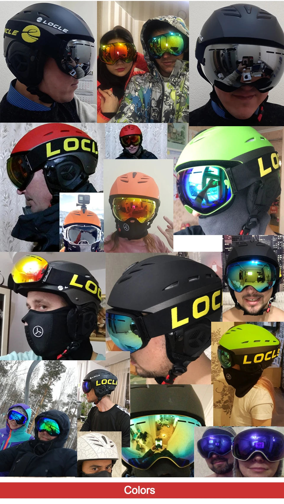 LOCLE Ski Goggles Double Layers Anti-fog UV 400 Ski Glasses Men Women Skiing Snowboard Skateboard Snow Goggles Ski Mask