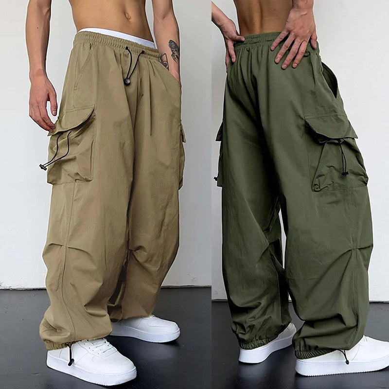 New Casual Pant Cargo Trousers Streetwear Wide Leg Sweatpant High Street Trendy Loose Versatile Straight Casual Pants 2pc Couple