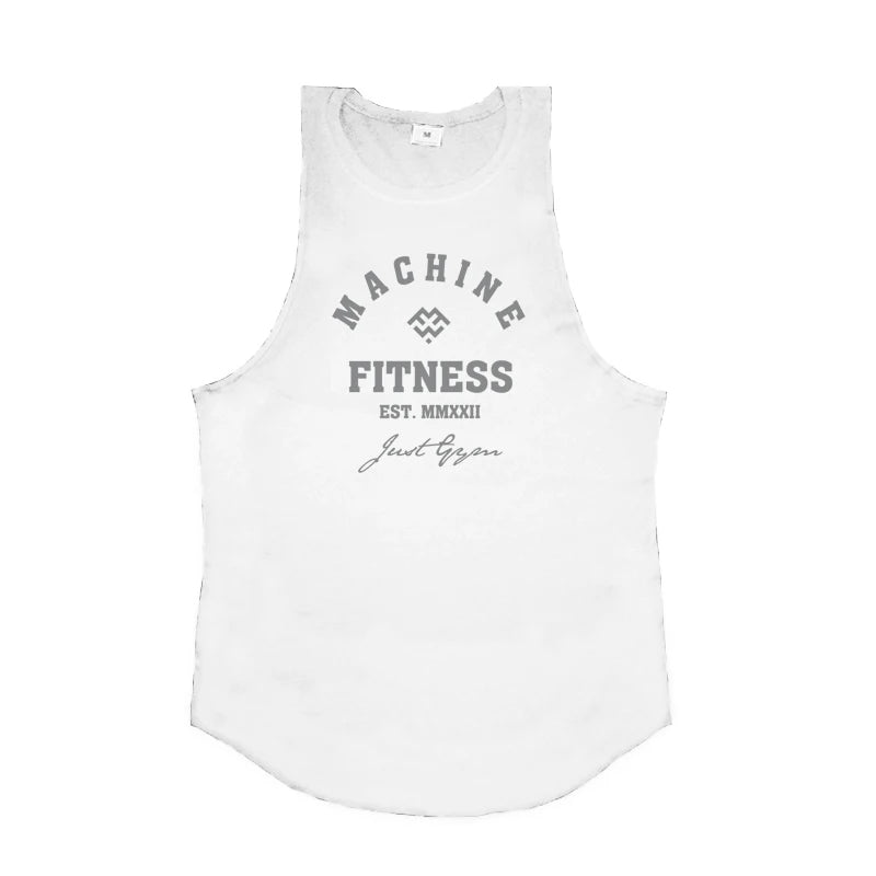MACHINE FITNESS JUST GYM Bodybuilding Tank Top Mens Workout Vest Cotton Sleeveless shirt Jogger clothing Muscle Stringer Singlet
