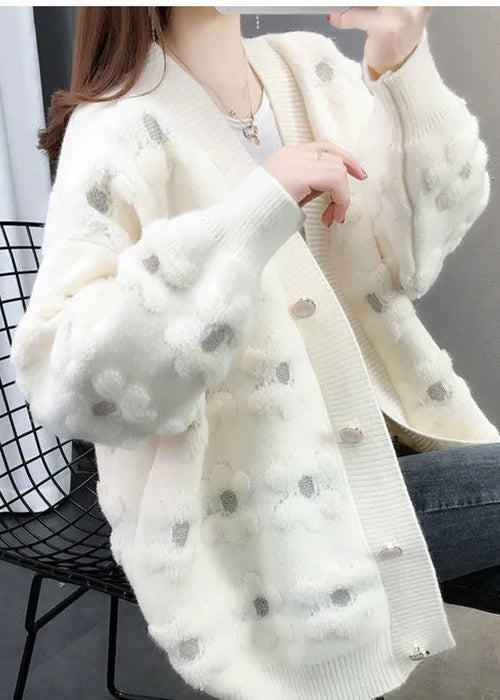 Women's Cardigan Knitted Sweater Autumn Winter Long Sleeve V-neck Cardigan Casual Street Fashion Women's Coat Sweater Women's