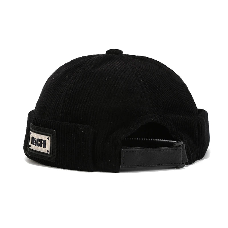 Bocca Letter Corduroy Docker Cap Without Visor Label Design Brimless Caps Warm Winter Autumn Thickening Dome Beanie Hat Vintage