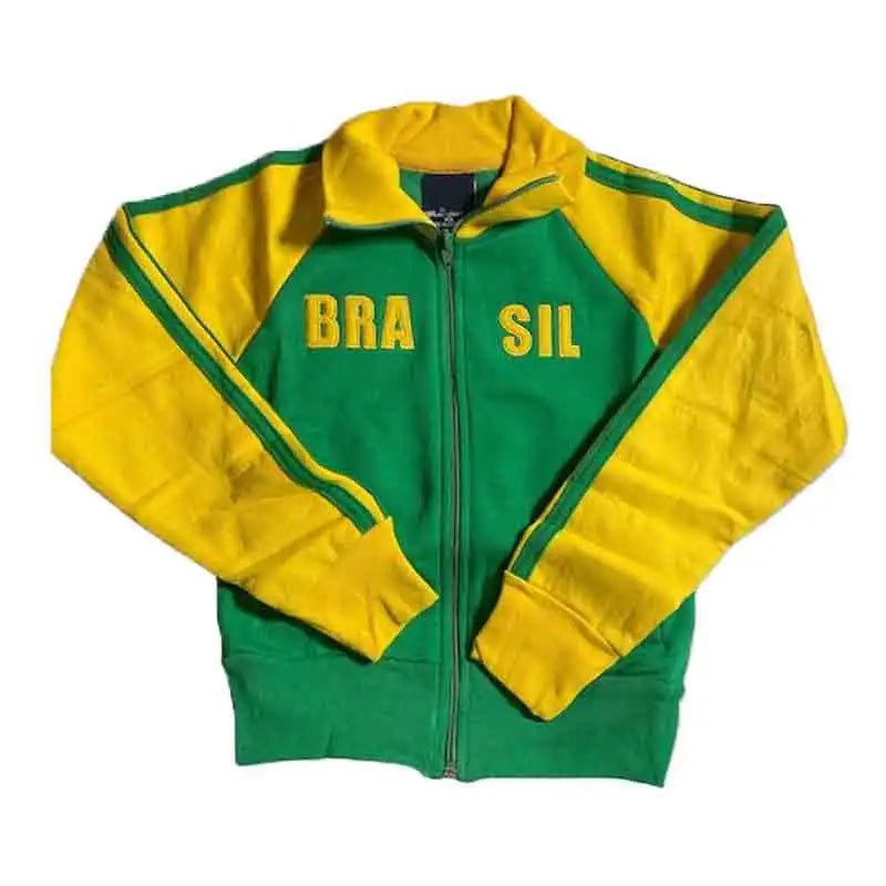 Y2K Aesthetic Brazilian Green Oversized Sweatshirt Men Women Letter Embroidery Zipper Hoodie Vintage Gothic Jacket Men Coat