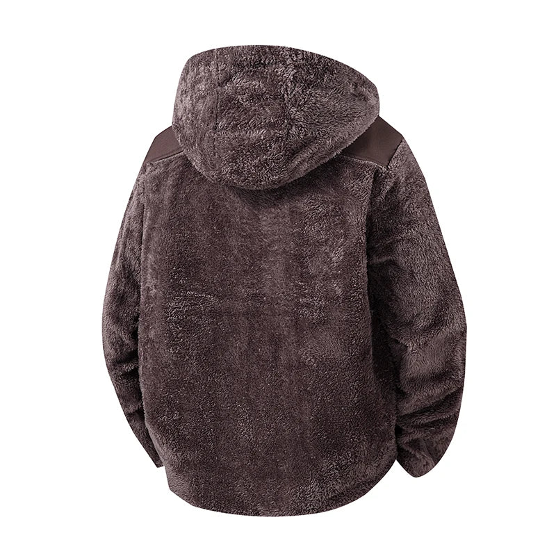 Men's New Hoodie Sweatshirts Winter Lamb Cashmere Thick Warm Sweatshirts Casual Hooded Cardigan Fashion Bomber Zipper Warm Coats