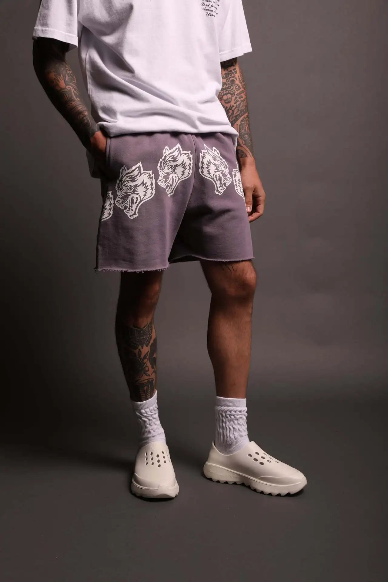 2025 New Men's Cartoon Loose Print Shorts Pure Cotton Summer Frayed Casual Sports Shorts Fitness Sports Five-point Shorts