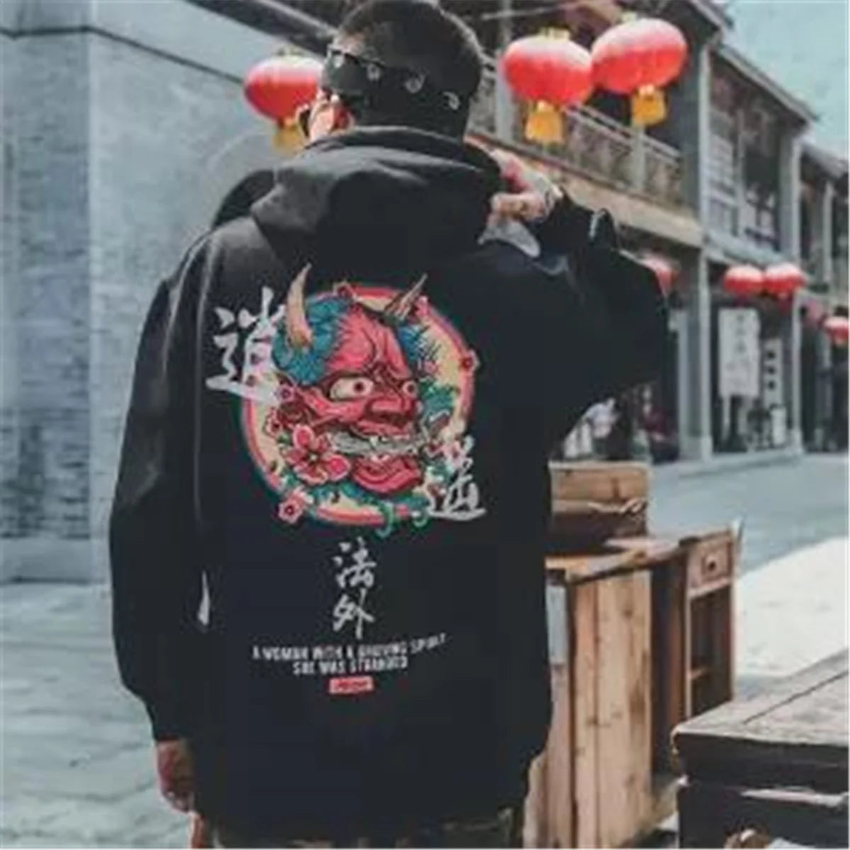 Fashion Men Hip Hop Hoodies Japanese Casual Sweatshirts Streetwear Men Women Loose Pullover Hapan Harajuku Devil Hoodie Male