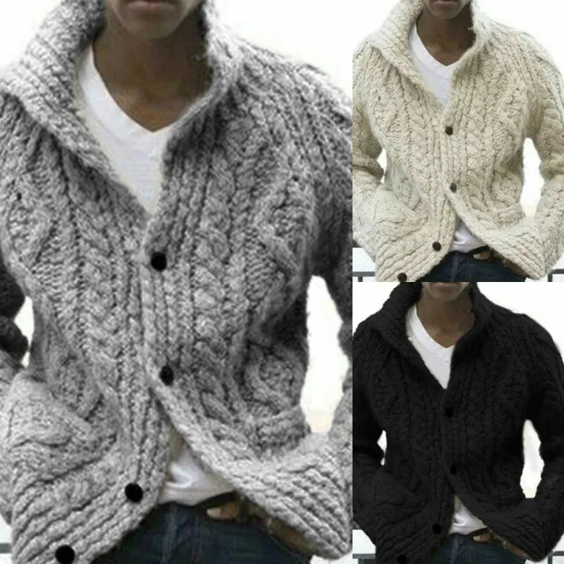 Autumn And Winter Sweater Men's Solid Color Knitted Jacket Men's Cardigan Sweater