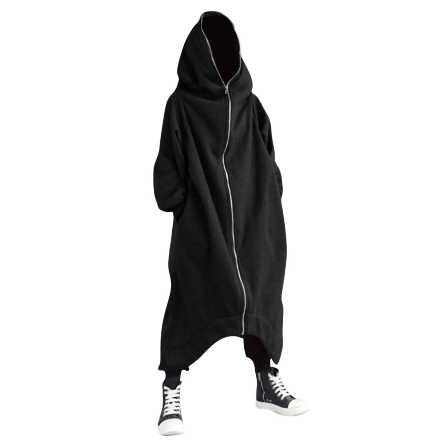 Men's Oversized Hoodies Outerwear Harajuku Fashion Dark Full Body Zip Up Hooded Sweatshirt Fashion Long Hooded Pullovers худи
