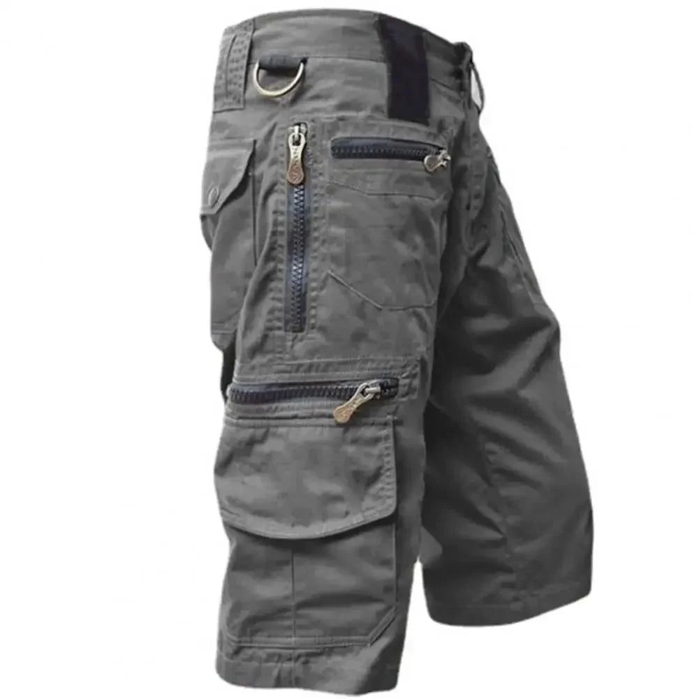 Men's Military Uniform Cargo Shorts Tactical Jogging Shorts Solid Color Multi-Pocket Summer Casual Straight Cargo Shorts Men