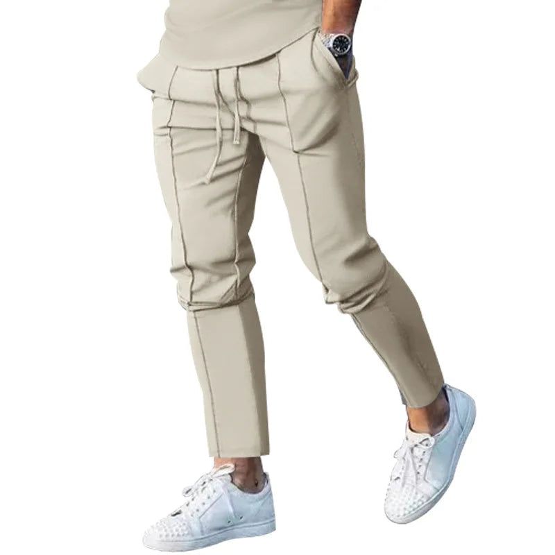 Men's Light Luxury Street New Comfortable Ruffled Pants, Casual Pants High Quality Fashion Solid Color Pocket Sports Men's Pants