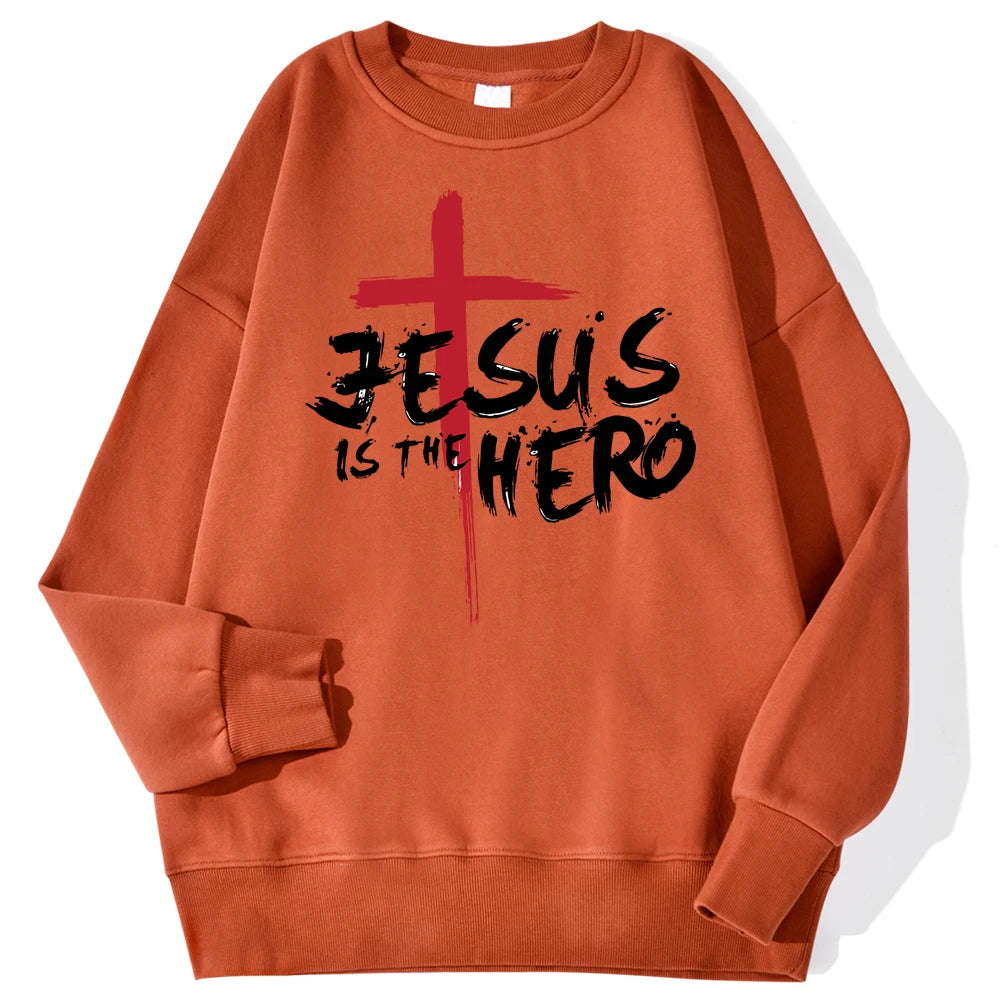 Jesus Is The Hero Sweatshirt Women Fashion Fleece Hoodies Autumn Fleece Hoodie Casual Oversize Clothing Male