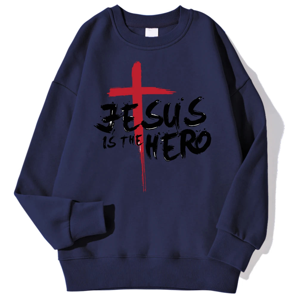 Jesus Is The Hero Sweatshirt Women Fashion Fleece Hoodies Autumn Fleece Hoodie Casual Oversize Clothing Male