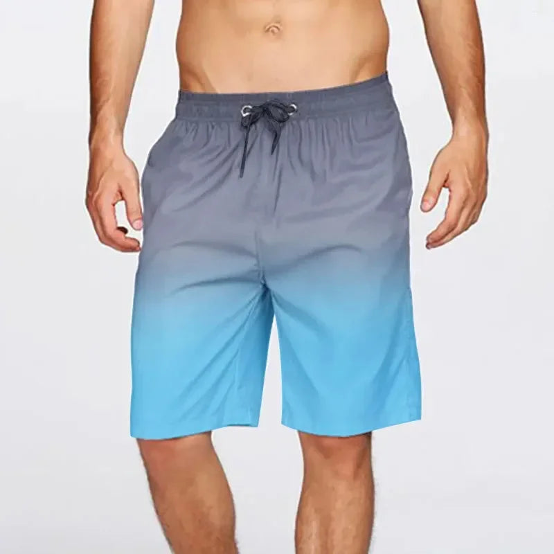 Gradient Pattern Swim Trunks For Men Colorful 3D Printed Beach Shorts Casual Summer Fashion Hawaii Holiday Surfing Board Shorts