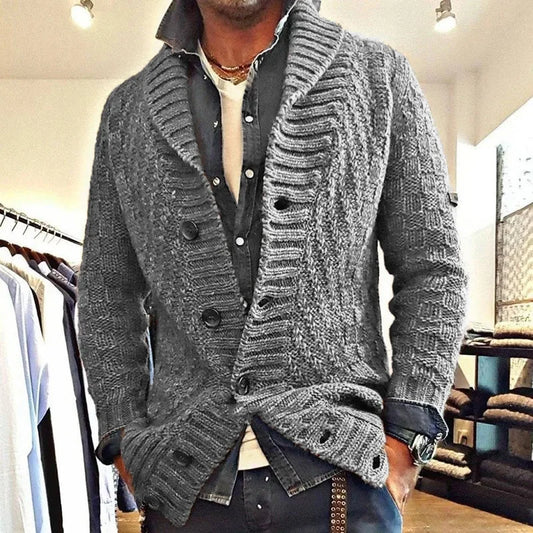 New Style Solid Color Sweater for Men in Autumn and Winter Retro Lapel, Knitted Long-sleeved Cardigan Sweater Coat S-3XL