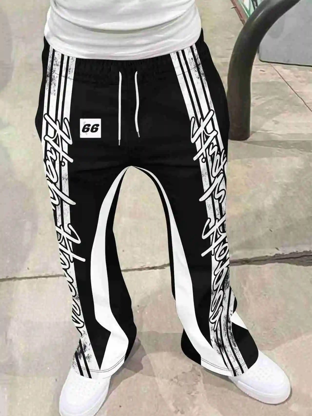 Y2k Flared Pants Men Loose 3D Print Trousers Casual Sweatpants Mid Waist Sporty Female Clothes Streetwear Hip Hop Vintage Pants
